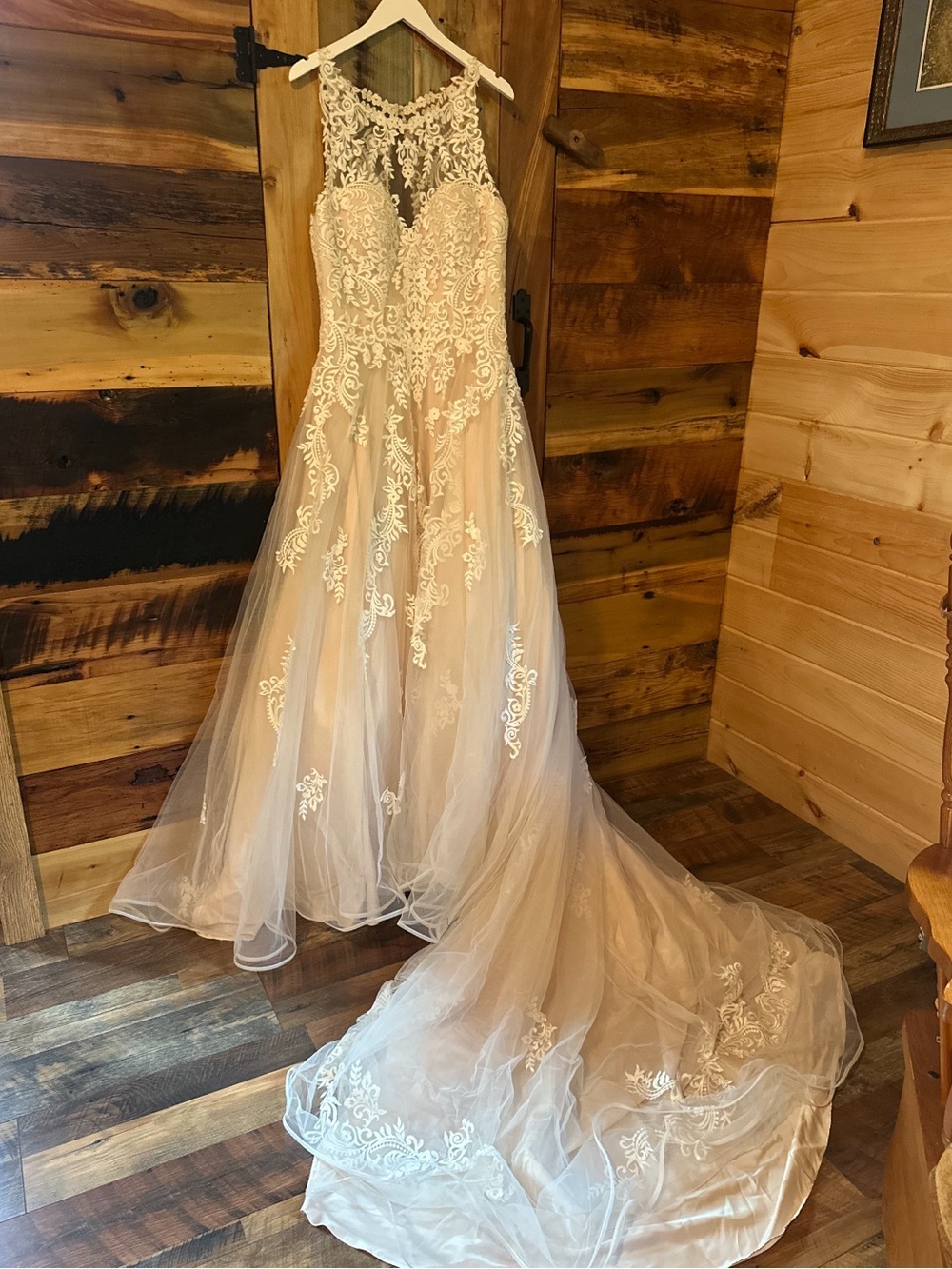 NWT Maggie Sottero Ivory over vintage blush wedding dress size 14